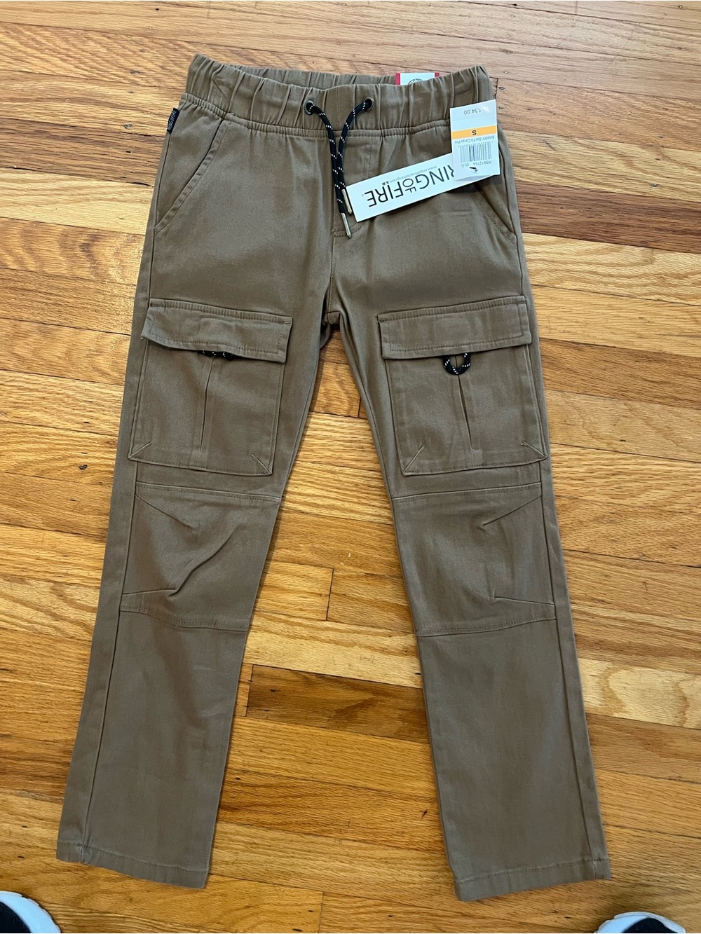 NWT- boys ring of fire Cargo Drawstring Pants in Brown size S